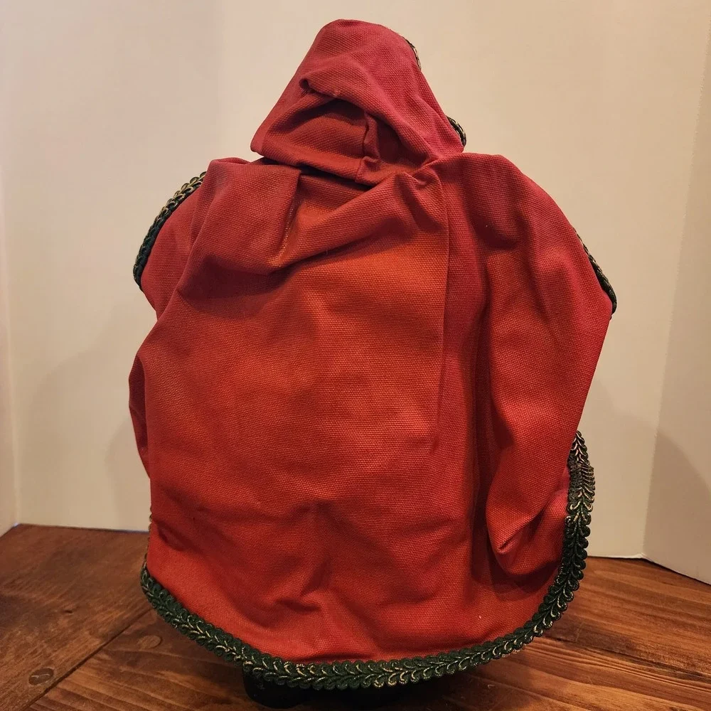 Vintage Grandeur Noel Santa Fabric Mache Red‎ Cloak Tree Shovel Tabletop 14
